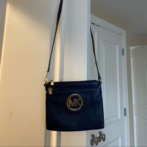 Navy Michael Kors Crossbody Bag Gold Hardware